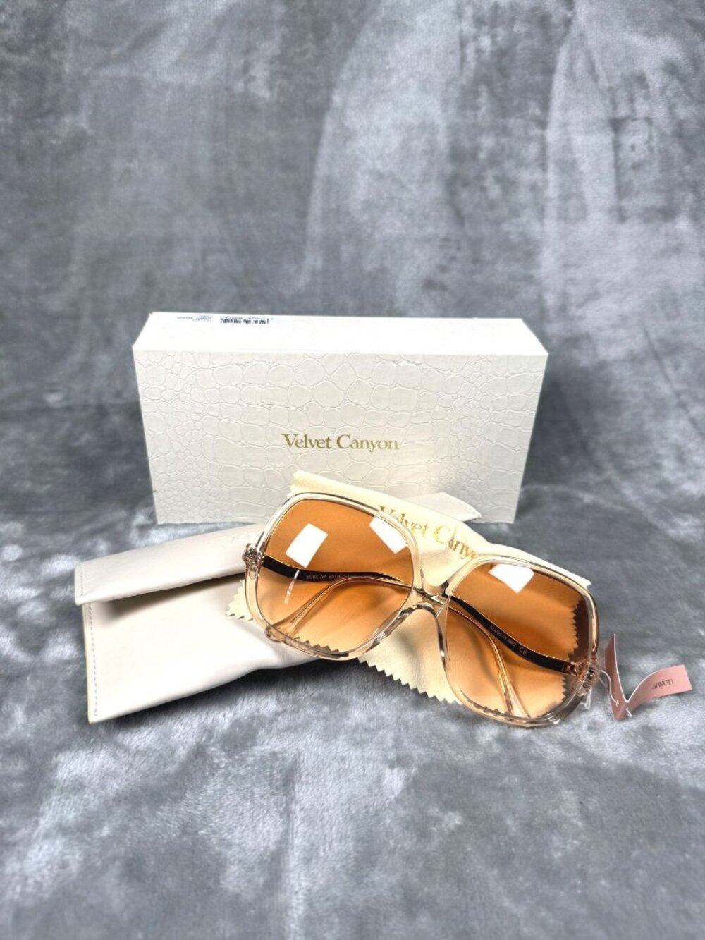 Velvet Canyon Sunday Brunch Peach Oversized Sunglasses Retro Boho UV400 Protecti